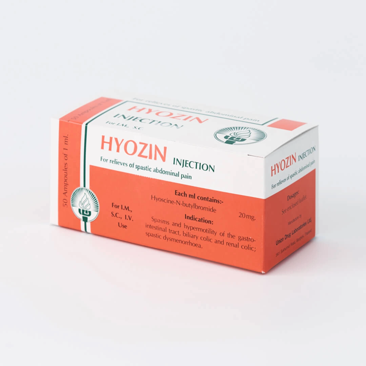 Hyozin injection 20mg/ml UNION (Box/50s/1ml) - Buymed Thailand - ซื้อยา ...